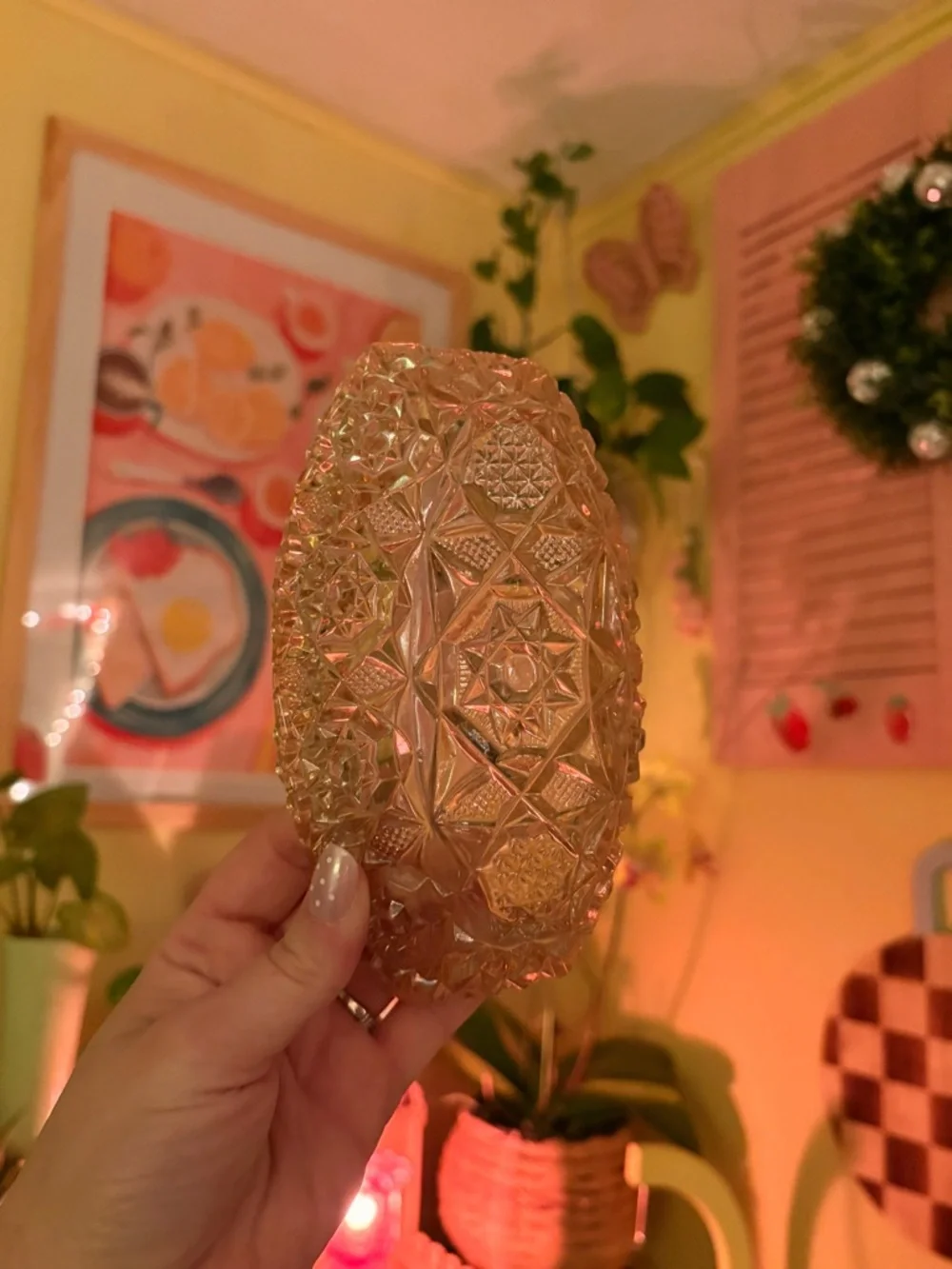 Vintage Pink Pressed Glass Trinket Dish - Picture 3 of 3